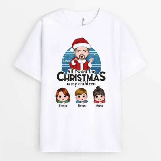 1389AUS1 personalized all i want for christmas is my grandkids t shirt