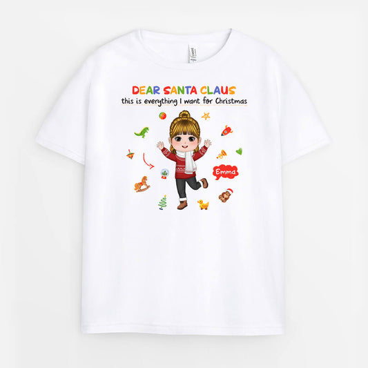 1393AUS1 personalized dear santa claus this is everything i want for christmas t shirt