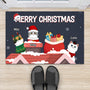 1394DUS2 personalized merry christmas cat door mat