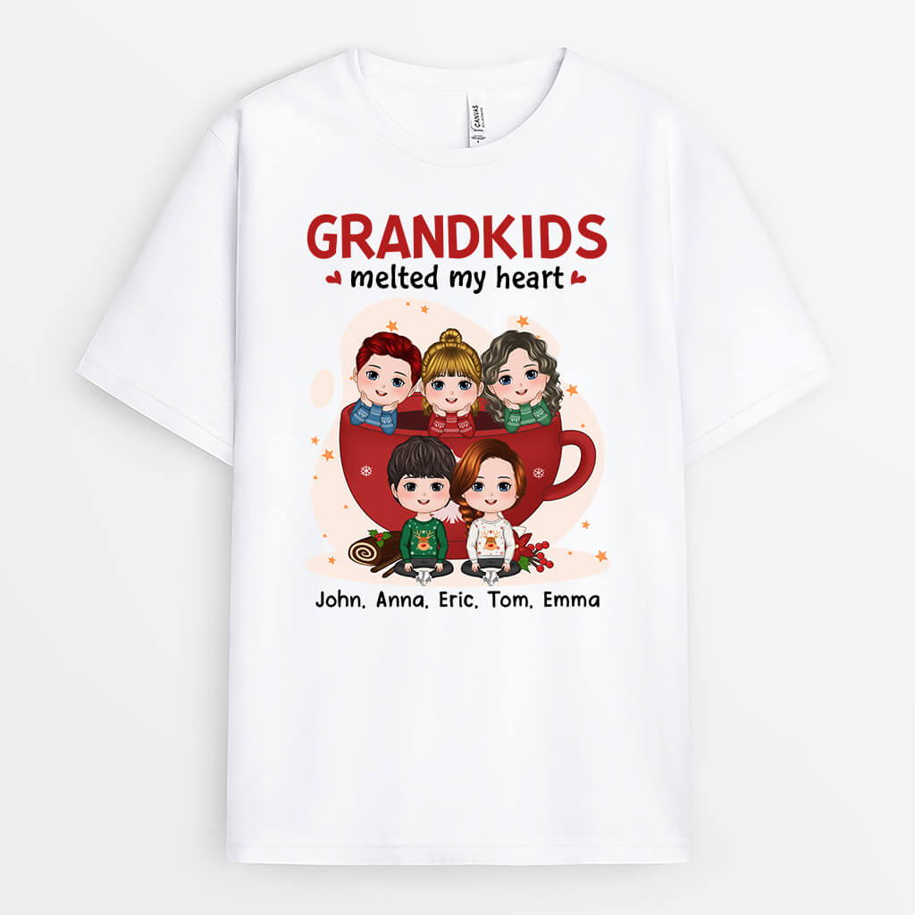 1399AUS1 personalized grandkids melted my heart t shirt