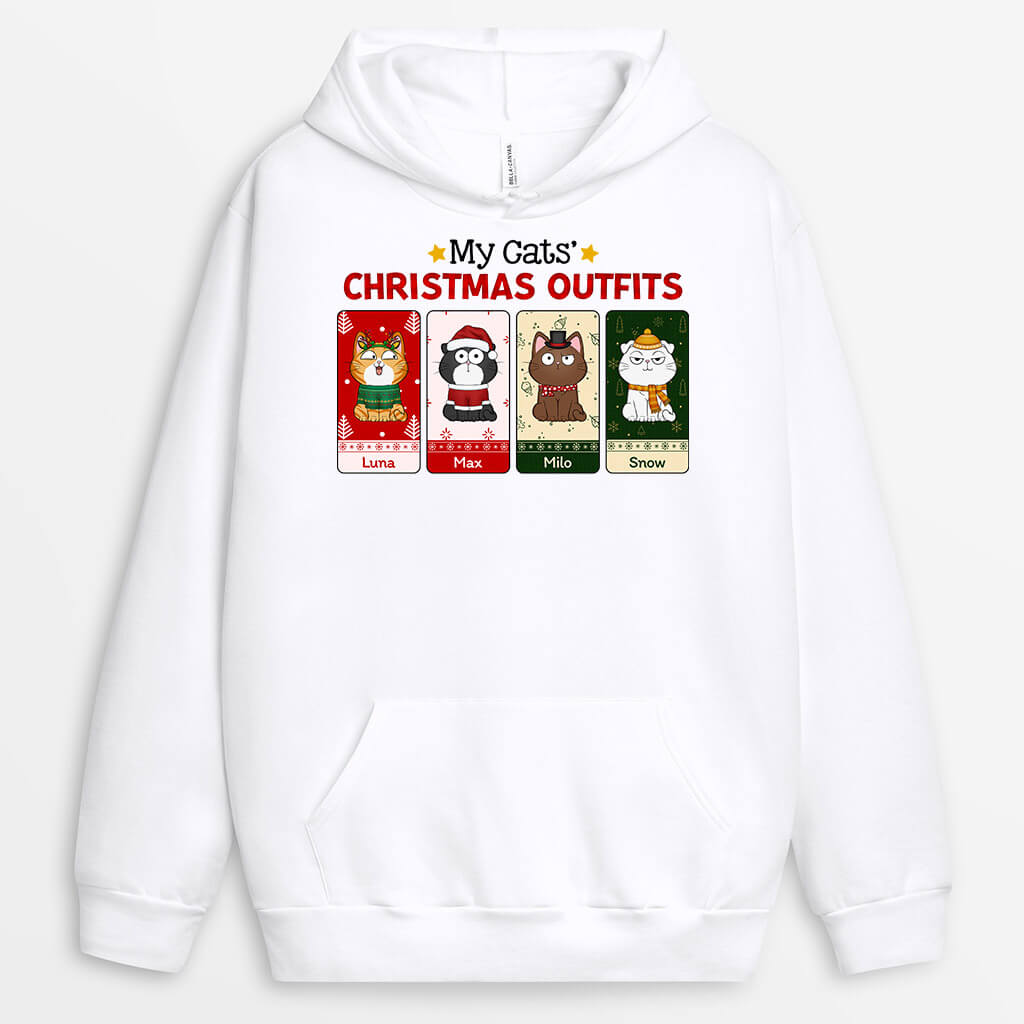 1402HUS1 personalized my cats christmas outfits hoodie