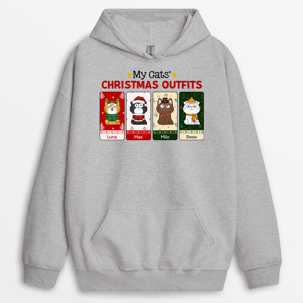 1402HUS2 personalized my cats christmas outfits hoodie