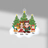 Personalized Couple And Cats Sitting On Snow Christmas Tree Ornament