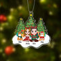 1406OUS2 personalized couple and cats sitting on snow christmas tree ornament