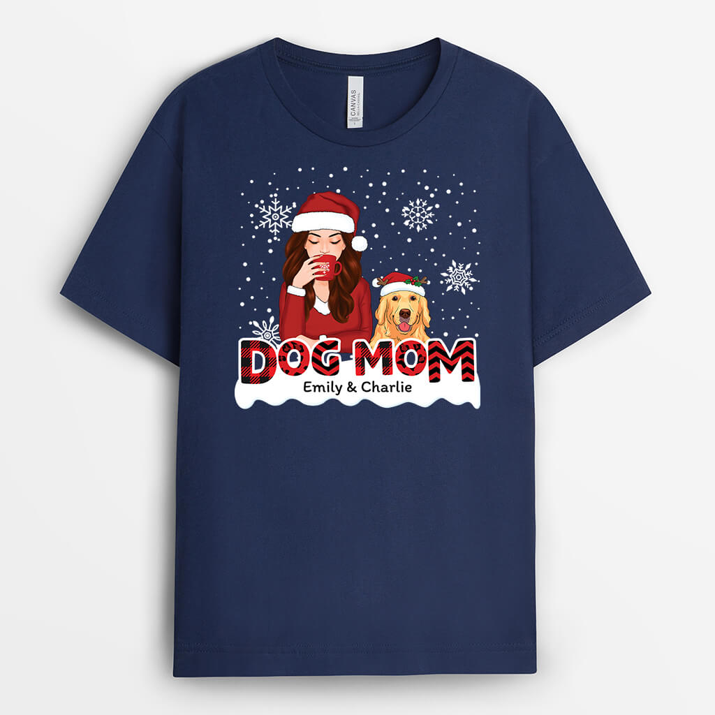 1408AUS2 personalized dog mom christmas t shirt