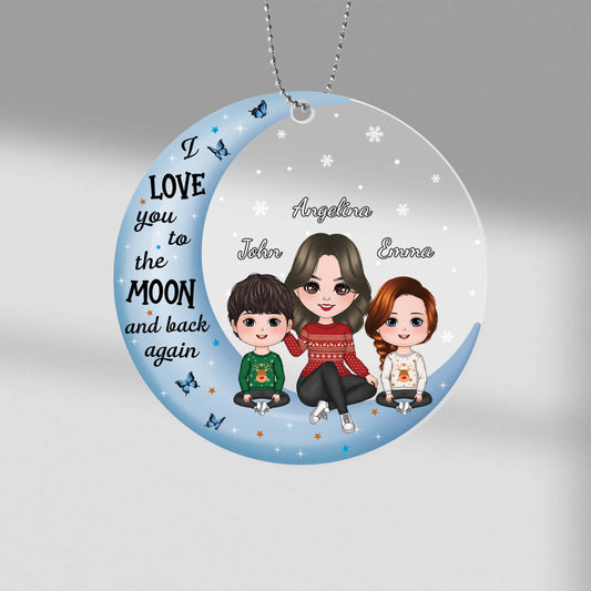 1409OUS1 personalized grandma grandkids on moon ornament