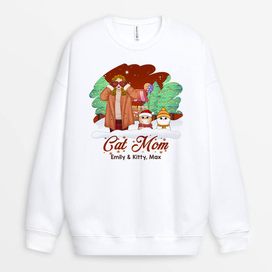 1411WUS1 personalized cat mom christmas sweatshirt