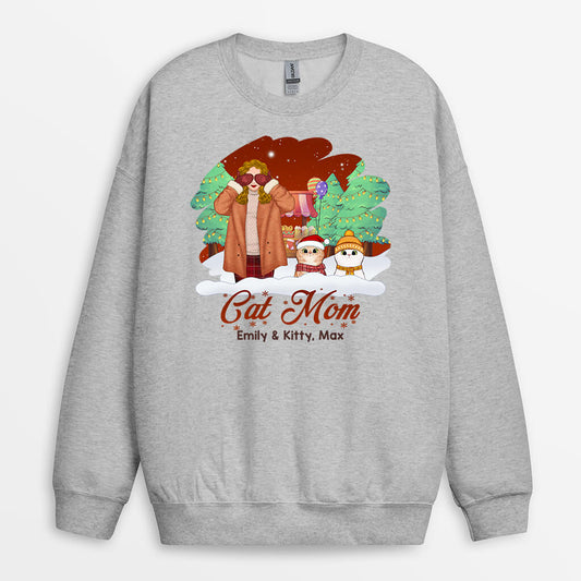 1411WUS2 personalized cat mom christmas sweatshirt