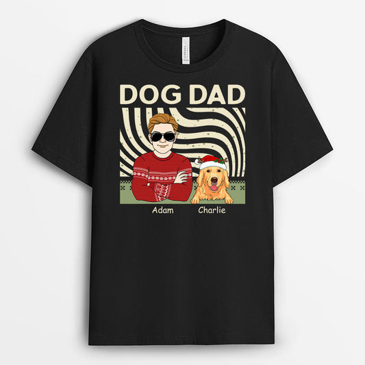 1413AUS1 personalized dog dad christmas t shirt