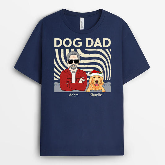 1413AUS2 personalized dog dad christmas t shirt