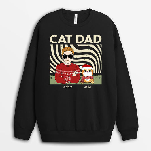 1413WUS1 personalized cat dad christmas sweatshirt