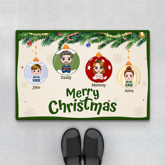 1418DUS1 personalized family merry christmas doormat