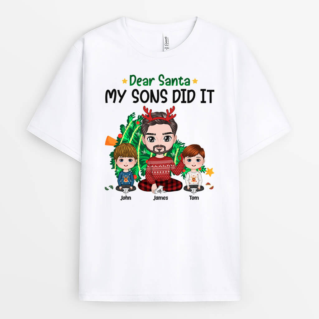1419AUS1 personalized dear santa_ my sons did it t shirt