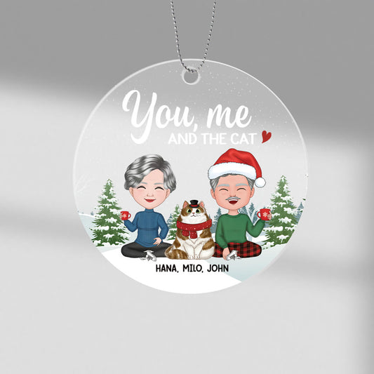 1423OUS1 personalized you_ me and the cat ornament