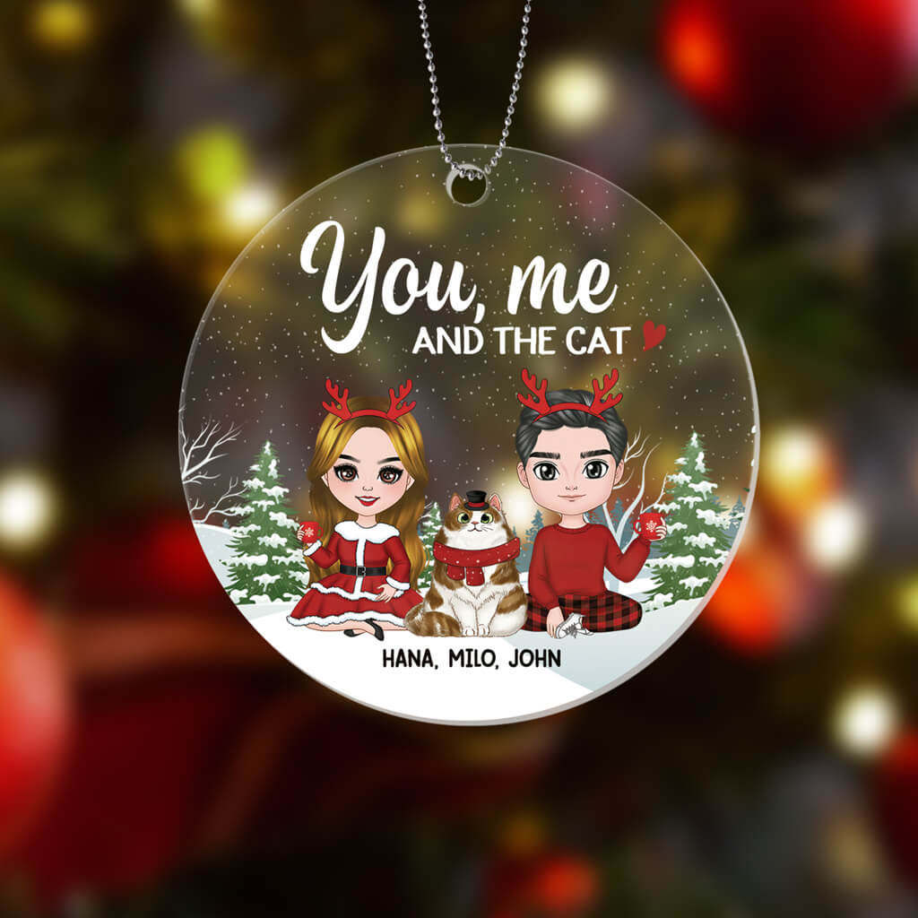 1423OUS2 personalized you_ me and the cat ornament