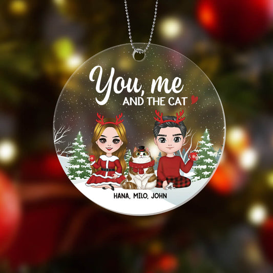 1423OUS2 personalized you_ me and the cat ornament