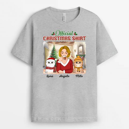 1432AUS1 personalized official christmas outfit cat t shirt_1