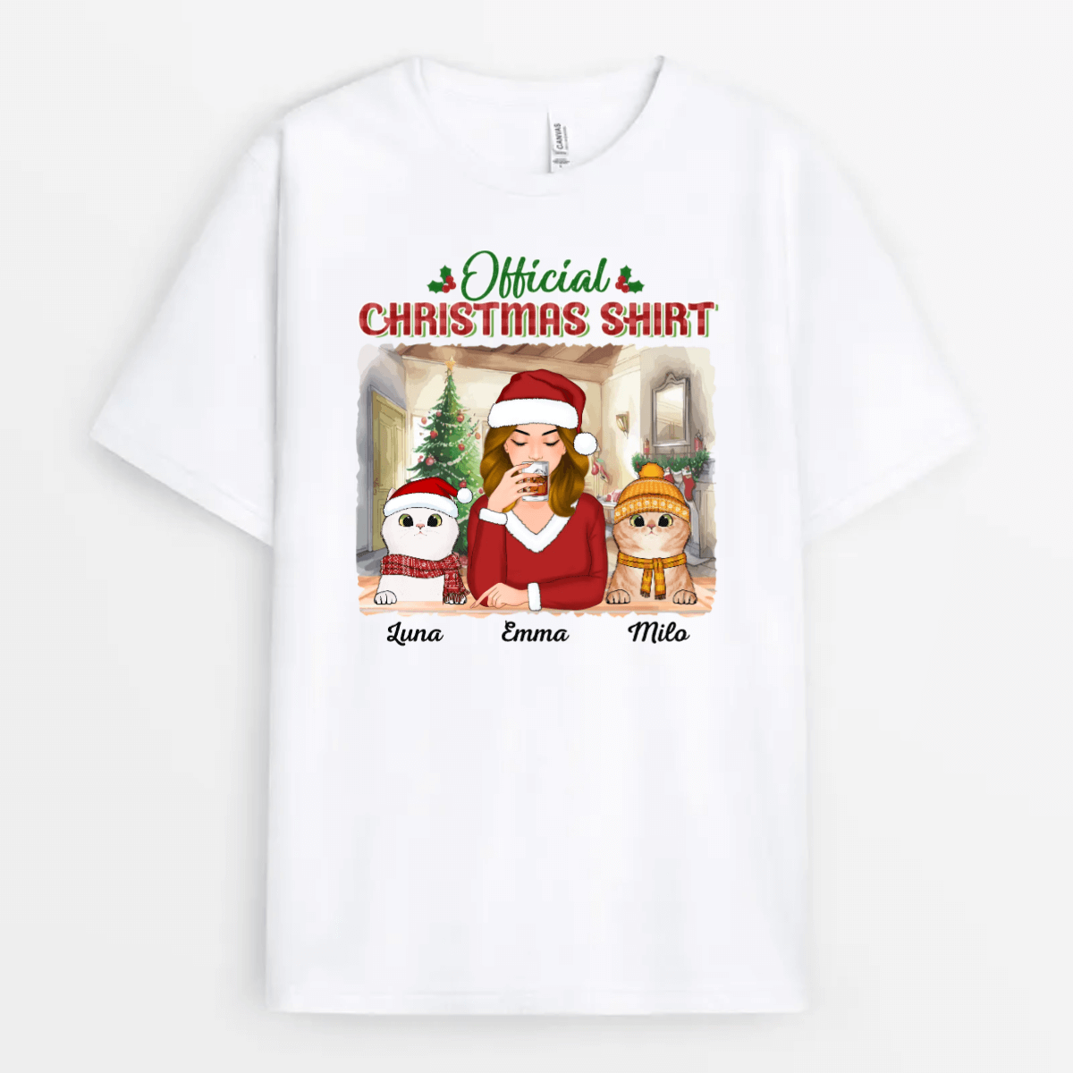 1432AUS2 personalized official christmas outfit cat t shirt_1
