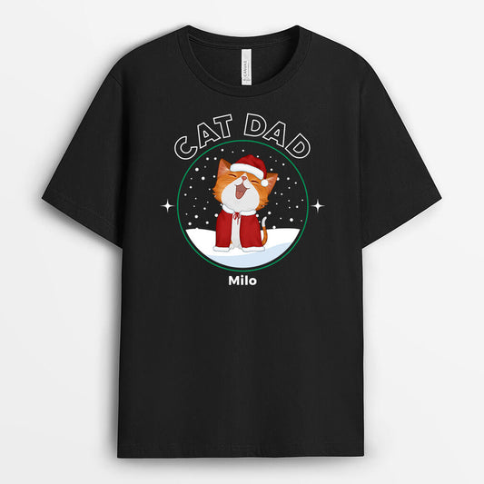 1434AUS1 personalized cat dad cat mom christmas t shirt