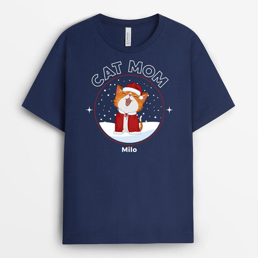 1434AUS2 personalized cat dad cat mom christmas t shirt