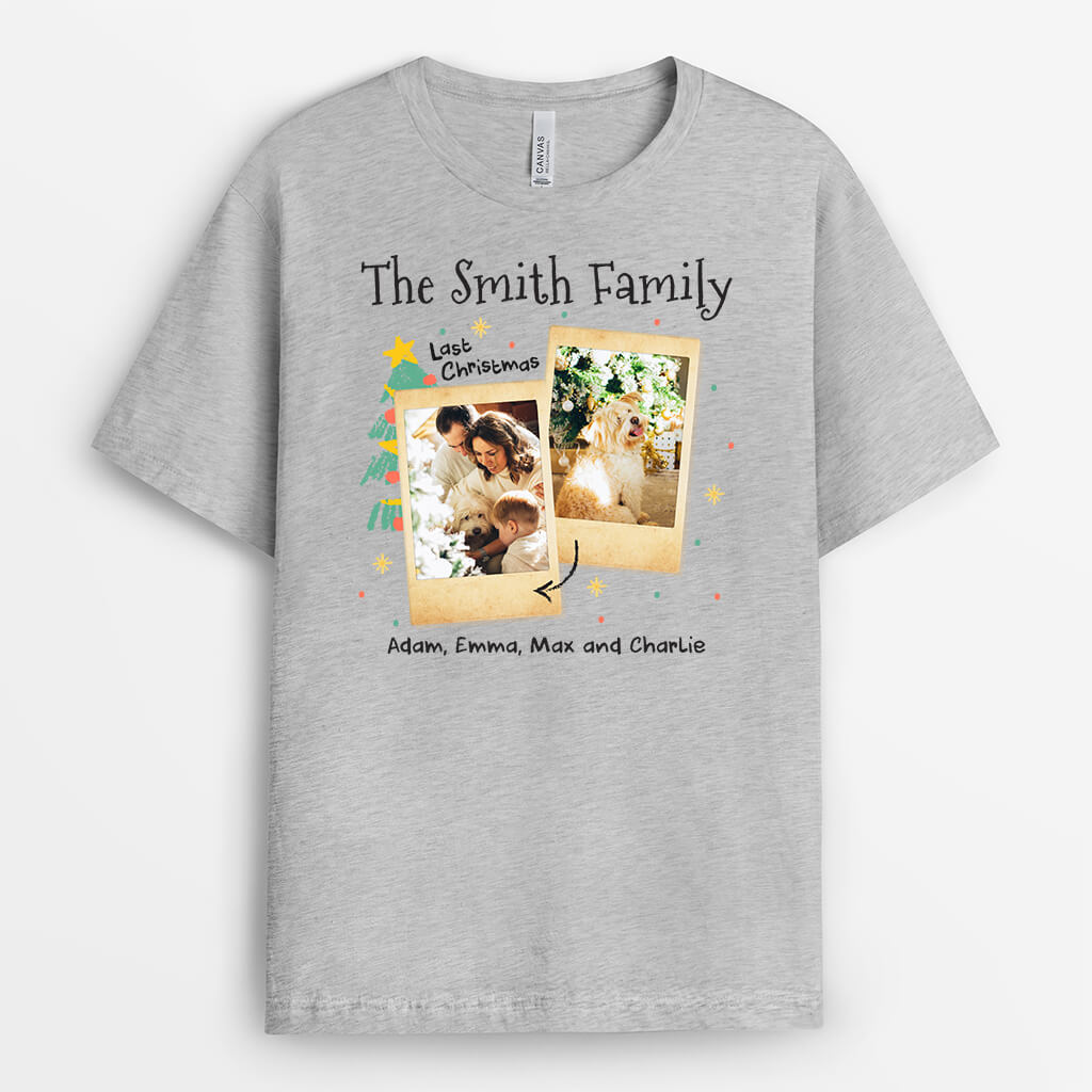1435AUS1 personalized the smith family with pets christmas t shirt