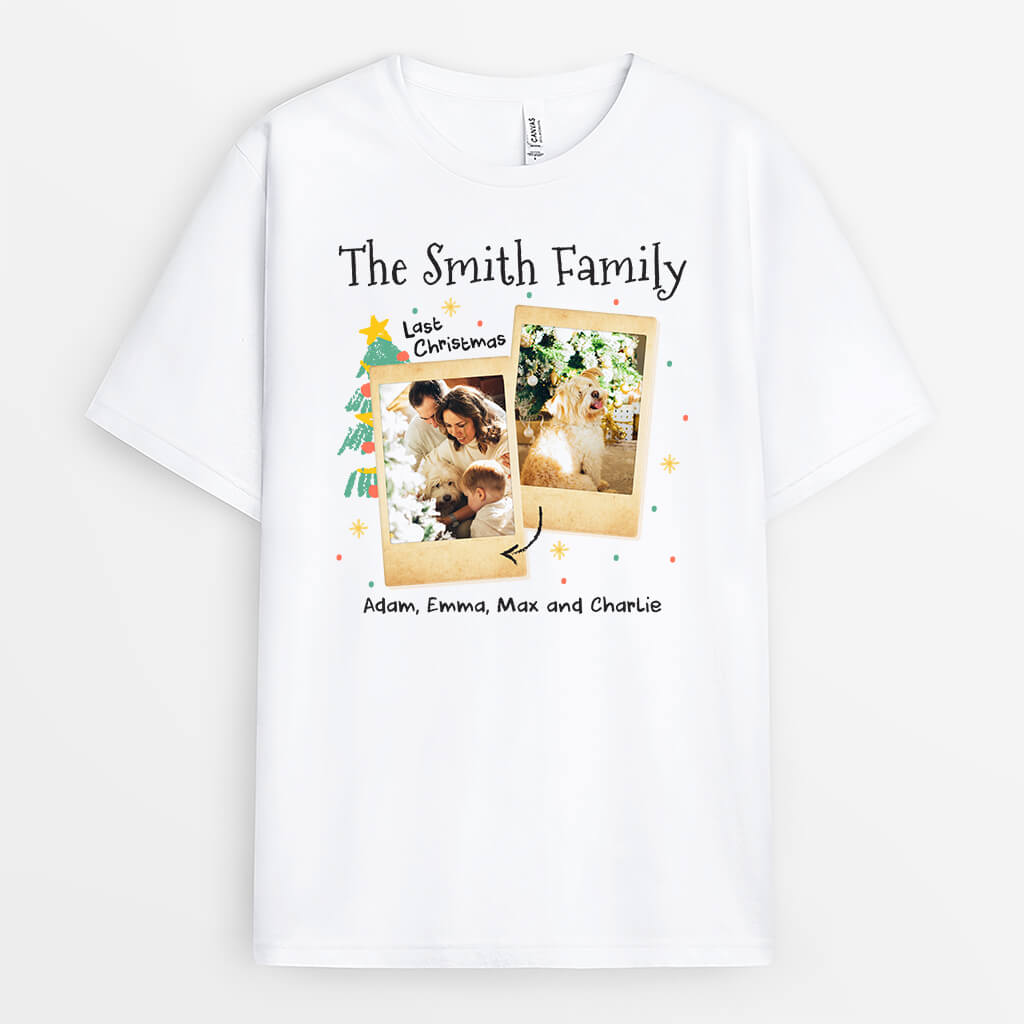 1435AUS2 personalized the smith family with pets christmas t shirt
