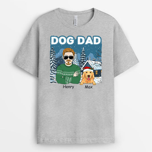 1437AUS2 personalized dog dad christmas t shirt