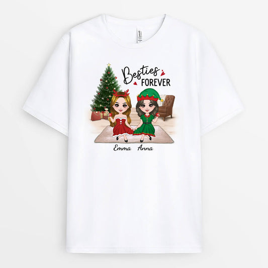 1444AUS1 personalized sisters forever christmas t shirt