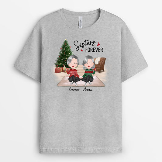 1444AUS2 personalized sisters forever christmas t shirt