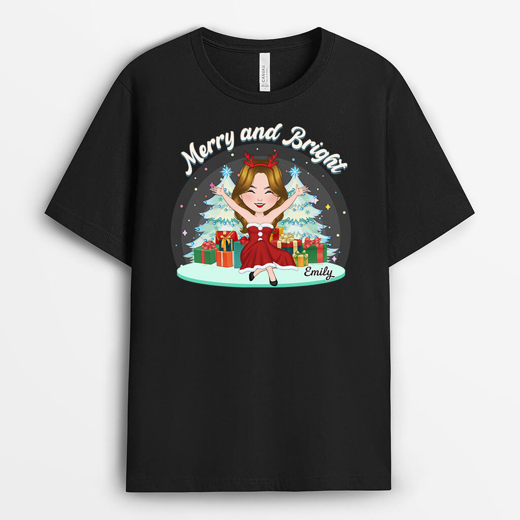 1447AUS1 personalized merry and bright t shirt