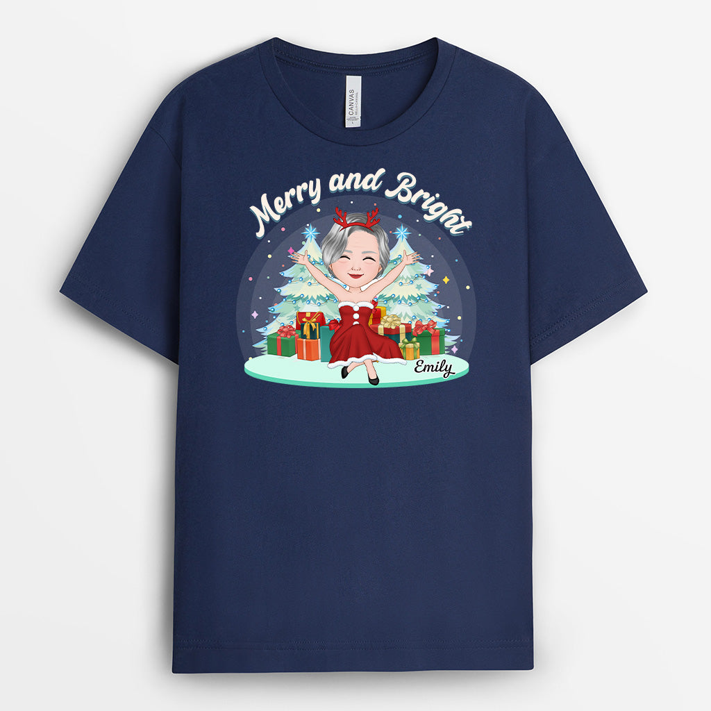 1447AUS2 personalized merry and bright t shirt