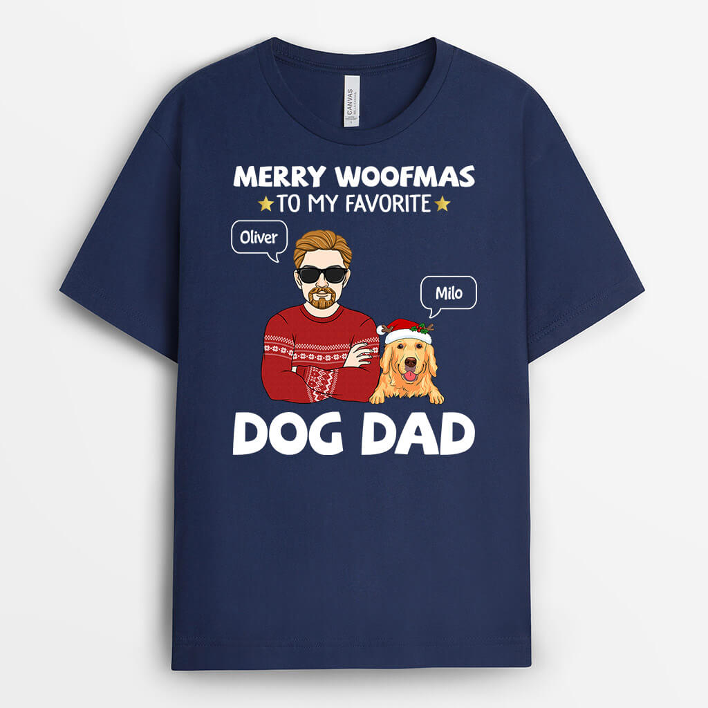 1448AUS2 personalized merry woofmas to my favorite dog dad t shirt