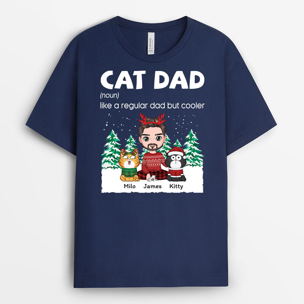 1450AUS1 personalized cat dad christmas t shirt