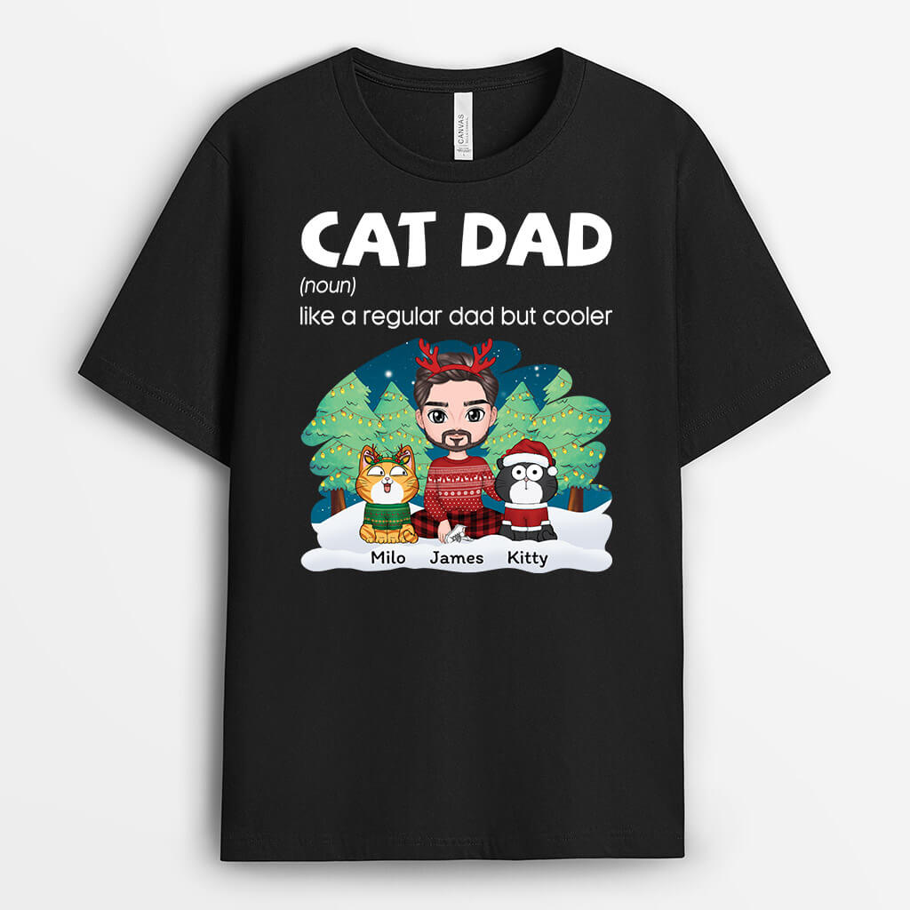 1450AUS2 personalized cat dad christmas t shirt