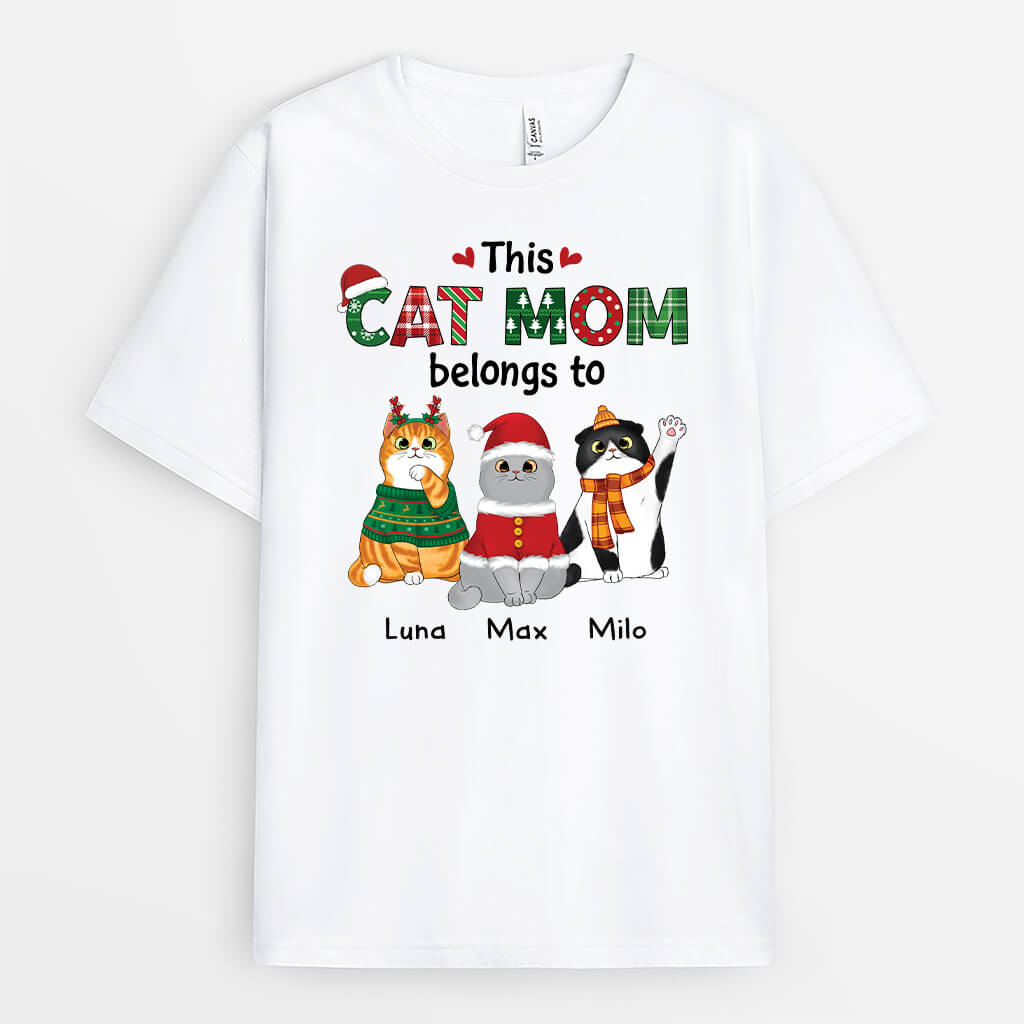1451AUS1 personalized this cat mom cat dad belongs to t shirt