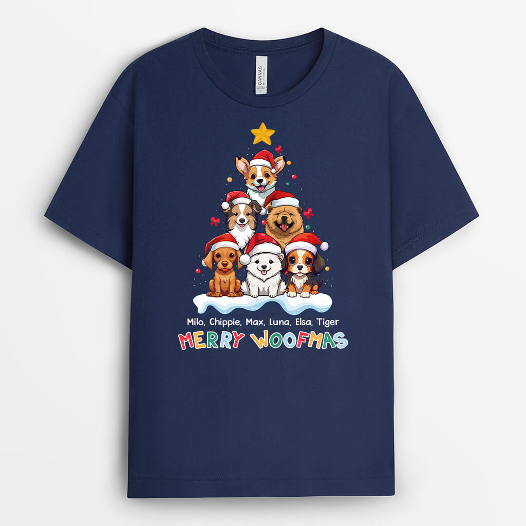 1455AUS2 personalized merry woofmas t shirt