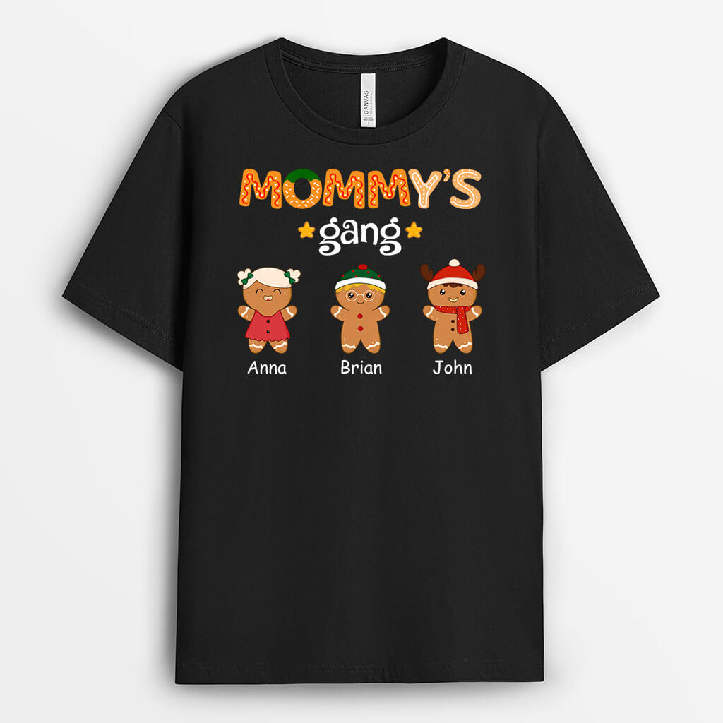 1460AUS1 personalized mommys gang gingerbread man t shirt