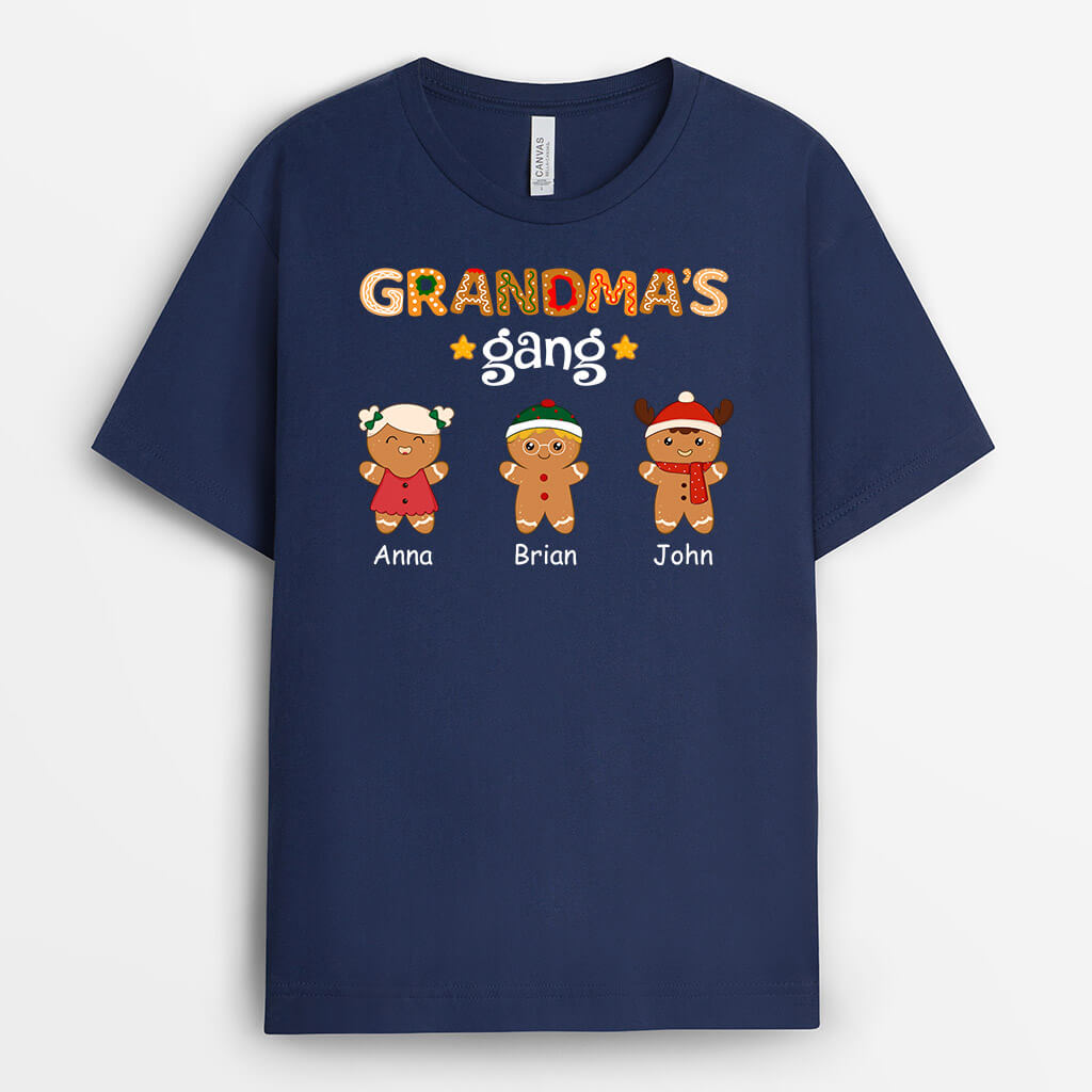 1460AUS2 personalized mommys gang gingerbread man t shirt