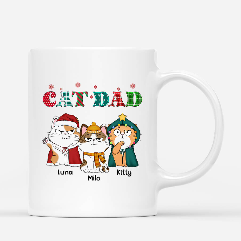 1468MUS1 personalized cat mom cat dad snowflake mug