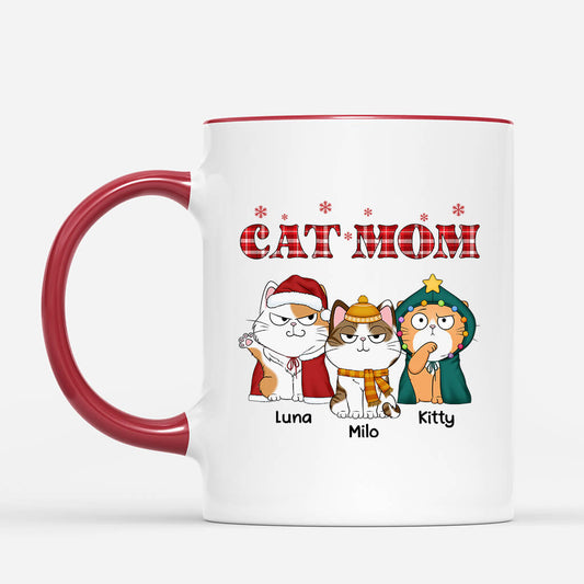 1468MUS2 personalized cat mom cat dad snowflake mug