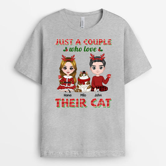 1471AUS1 personalized just a couple who love their cat christmas t shirt