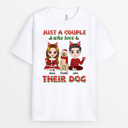 1471AUS1 personalized just a couple who love their dog christmas t shirt
