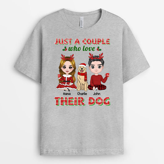 1471AUS2 personalized just a couple who love their dog christmas t shirt