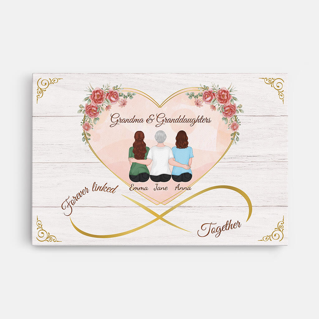 1478CUS1 personalized mother and daughters forever linked together canvas
