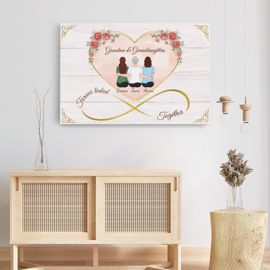 1478CUS3 personalized mother and daughters forever linked together canvas