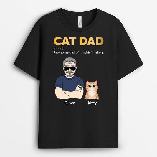 1480AUS1 personalized cat dad dad of mischief makers t shirt