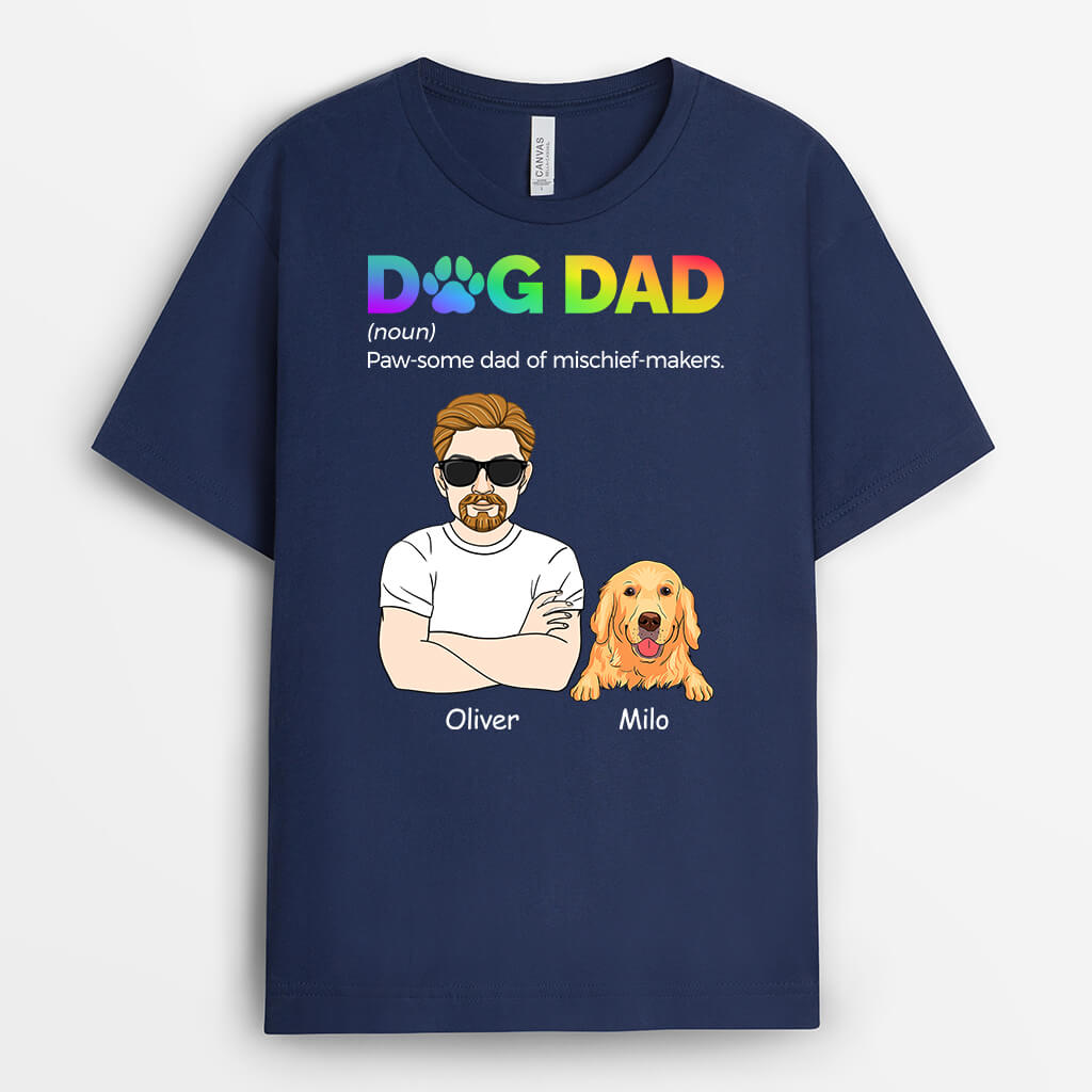 1480AUS2 personalized dog dad paw some dad of mischief makers t shirt