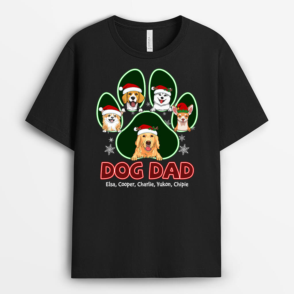 1485AUS1 personalized dog mom dog dad paw christmas t shirt
