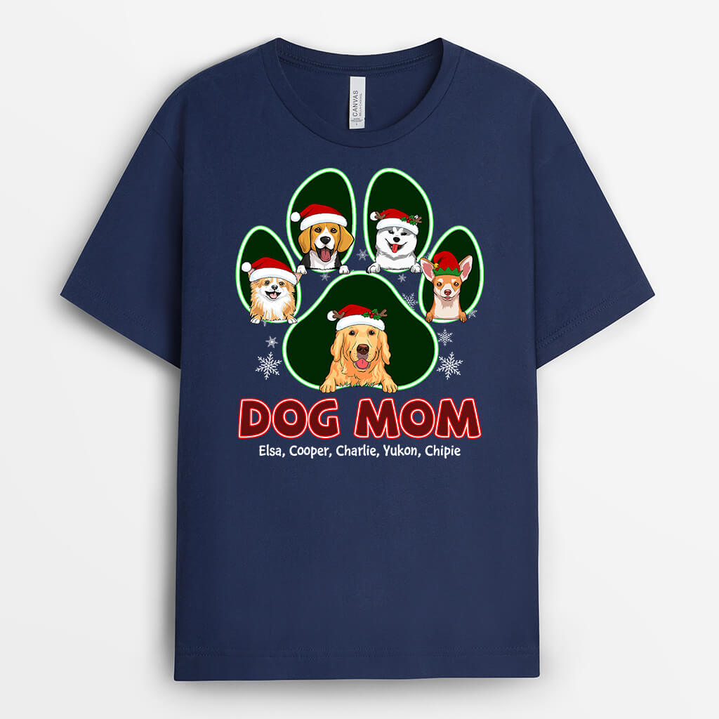 1485AUS2 personalized dog mom dog dad paw christmas t shirt