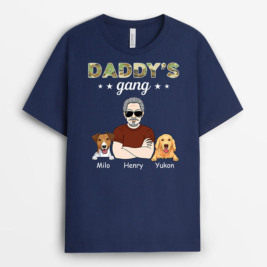 1486AUS2 personalized daddys gang with dog t shirt